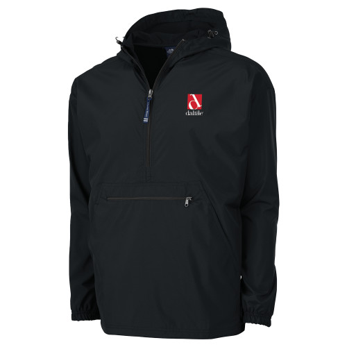 Charles River Black Pack N Go Pullover Rain Jacket-Daltile Stacked Logo