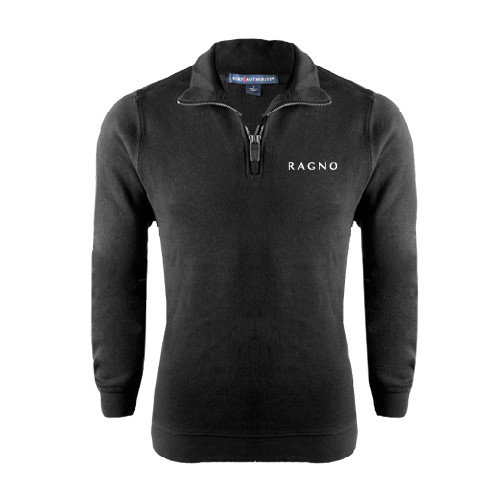 Black Slub Fleece 1/4 Zip Pullover-Ragno
