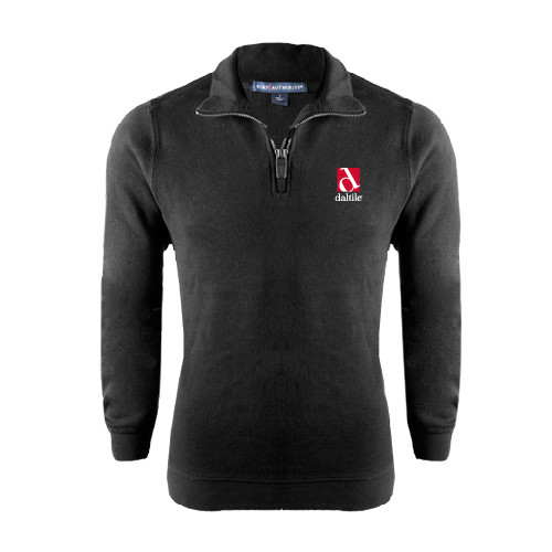 Black Slub Fleece 1/4 Zip Pullover-Daltile Stacked Logo