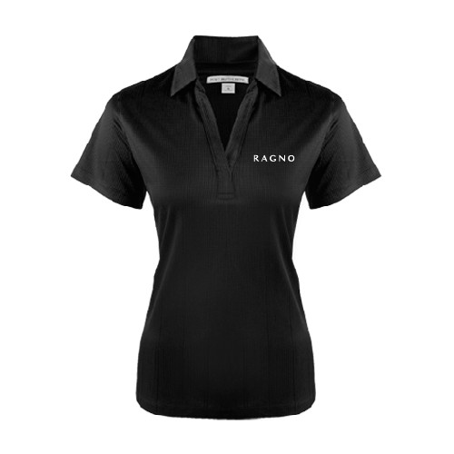 Womens Black Performance Fine Jacquard Polo-Ragno