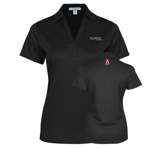 Womens Black Performance Fine Jacquard Polo-ONE Quartz Surfaces