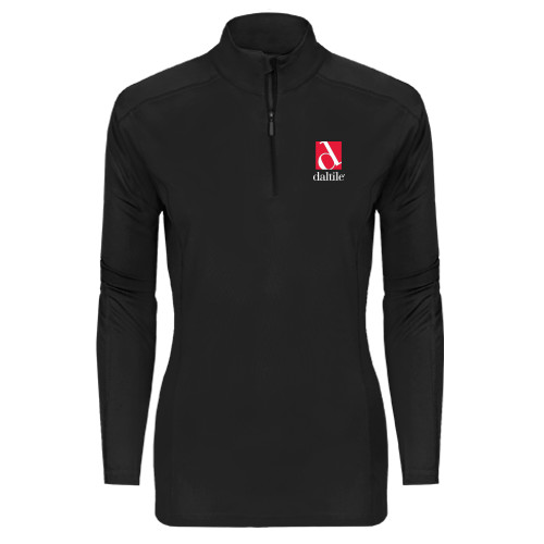 Syntrel Womens Black Interlock 1/4 Zip-Daltile Stacked Logo