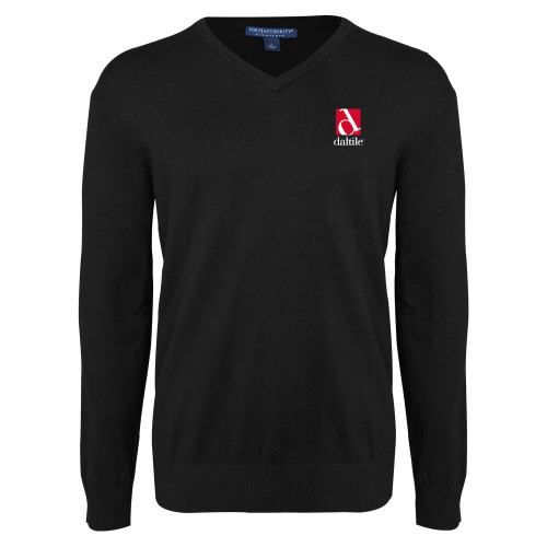 Black VNeck Sweater-Daltile Stacked Logo