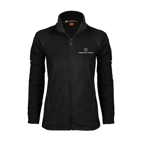 Womens Black Fleece Full Zip Jacket-American Olean