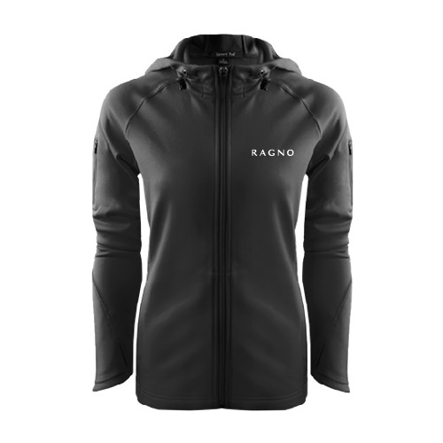 Womens Black Tech Fleece Full Zip Hooded Jacket-Ragno