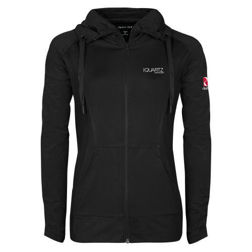 Womens Black Sport Wick Stretch Full Zip Jacket-ONE Quartz Surfaces