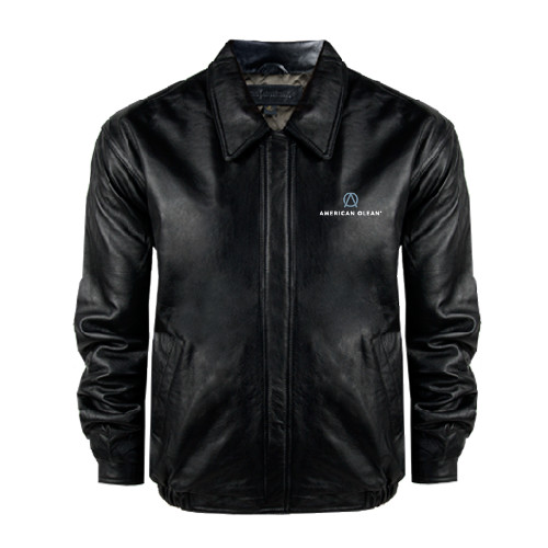 Black Buffed Bomber Jacket-American Olean