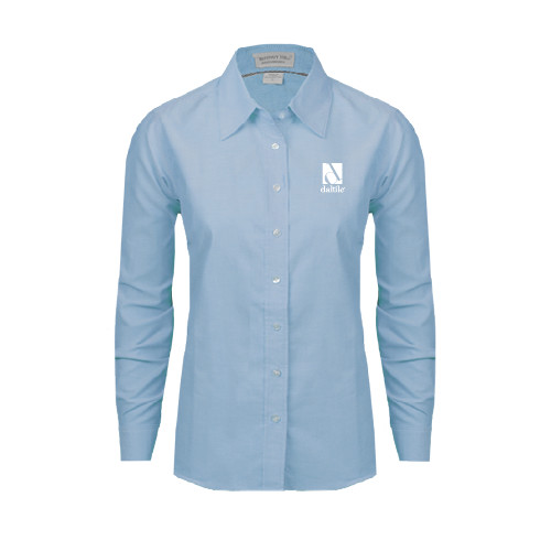 Womens Light Blue Oxford Button Down-Daltile Stacked Logo