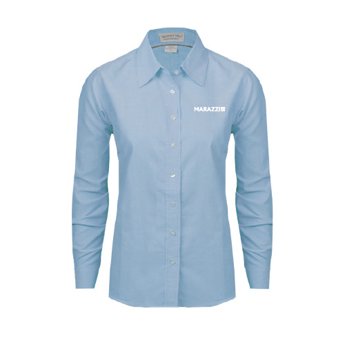 Womens Light Blue Oxford Button Down-Marazzi