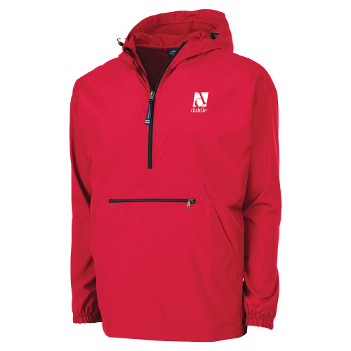 Charles River Red Pack N Go Pullover Rain Jacket-Daltile Stacked Logo