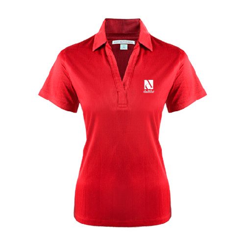 Womens Red Performance Fine Jacquard Polo-Daltile Stacked Logo