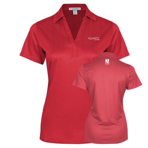 Womens Red Performance Fine Jacquard Polo-ONE Quartz Surfaces