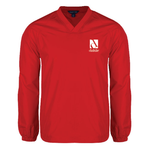 Red V Neck Raglan Windshirt-Daltile Stacked Logo