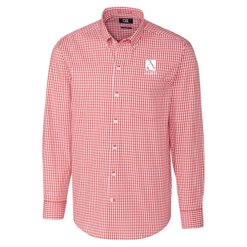 Cutter & Buck Cardinal Gingham Long Sleeve Button Down-Daltile Stacked Logo