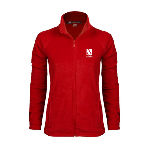 Womens Red Fleece Full Zip Jacket-Daltile Stacked Logo