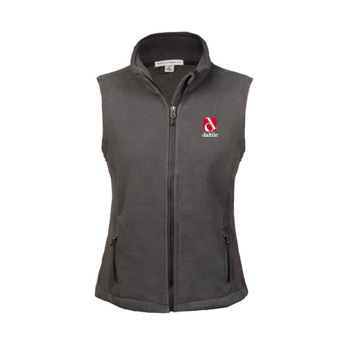Womens Charcoal Fleece Full Zip Vest-Daltile Stacked Logo