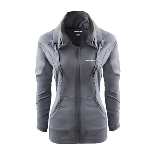 Womens Charcoal Sport Wick Stretch Full Zip Jacket-American Olean