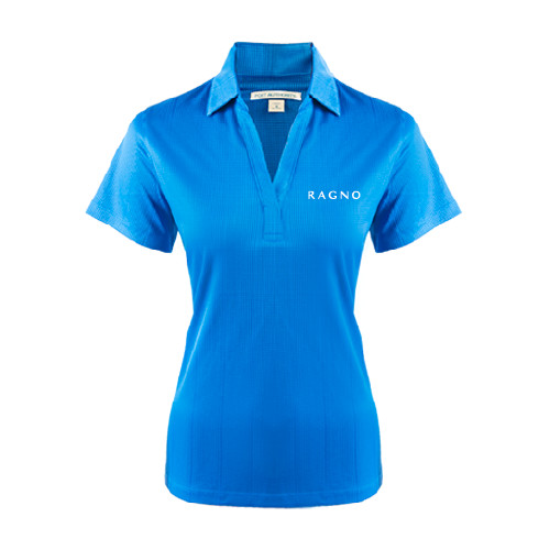 Womens Light Blue Performance Fine Jacquard Polo-Ragno