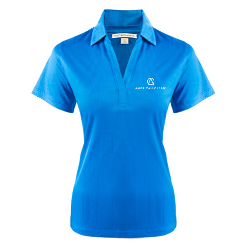 Womens Light Blue Performance Fine Jacquard Polo-American Olean