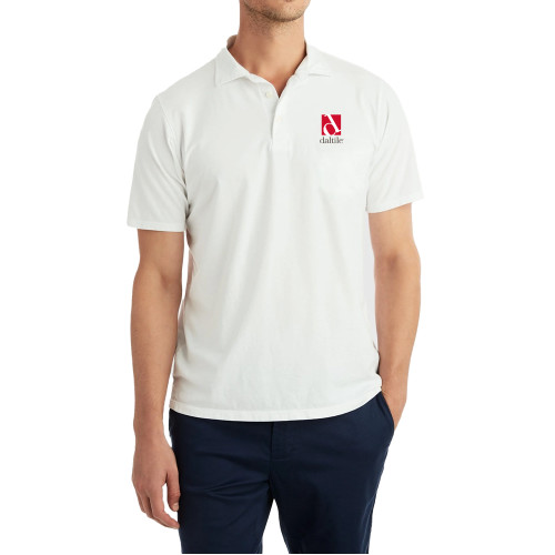 B Draddy White Liam Polo-Daltile Stacked Logo
