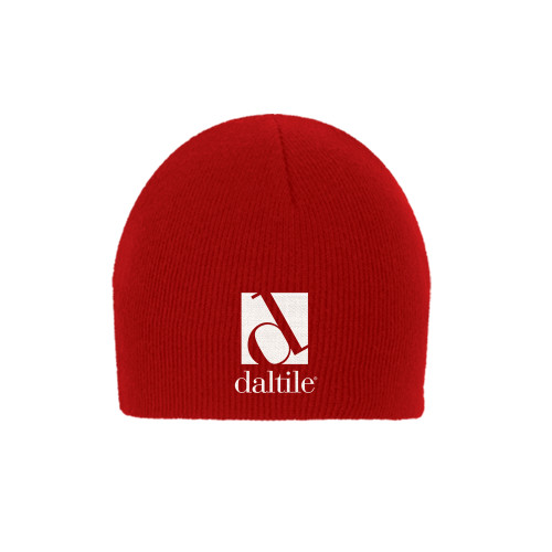 Red Knit Beanie-Daltile Stacked Logo