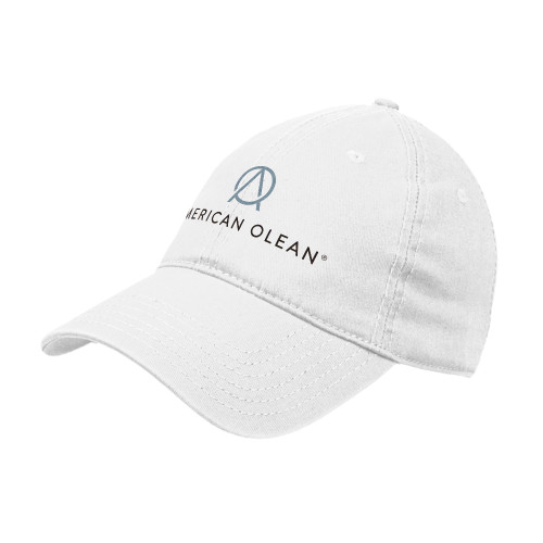 White Unstructured Adjustable Low Profile Hat-American Olean