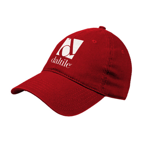 Red Unstructured Adjustable Low Profile Hat-Daltile Stacked Logo