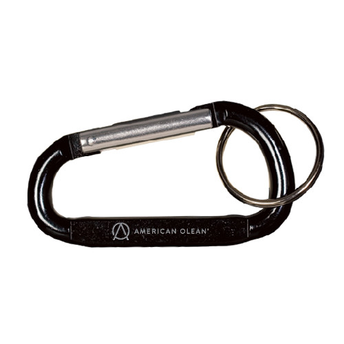 Black Carabiner with Split Ring-American Olean Flat Engraved