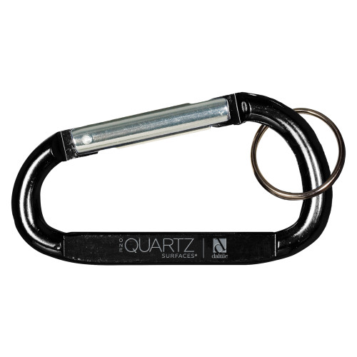 Black Carabiner with Split Ring-ONE Quartz Horizontal Engraved