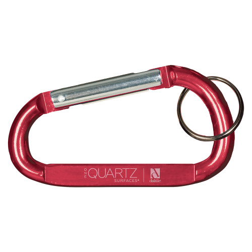 Red Carabiner with Split Ring-ONE Quartz Horizontal Engraved