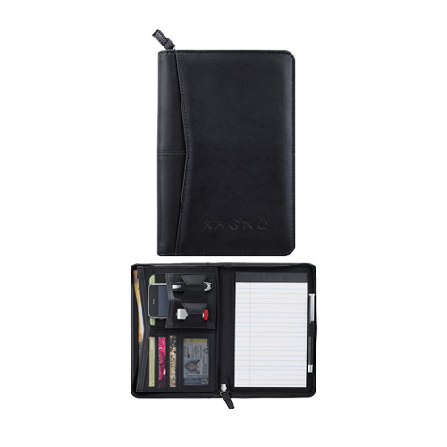 Pedova Black Junior Zippered Padfolio-Ragno Engraved