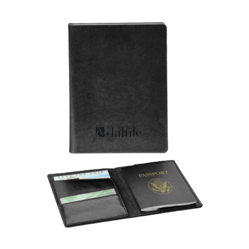 Fabrizio Black RFID Passport Holder-Daltile Flat Logo Engraved