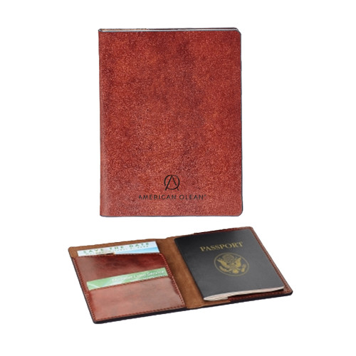 Fabrizio Brown RFID Passport Holder-American Olean Engraved