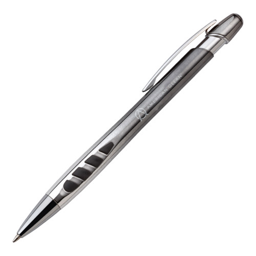 Veneno Metallic Charcoal Pen w/Blue Ink-American Olean Flat Engraved