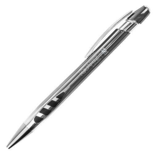 Veneno Metallic Charcoal Pen w/Blue Ink-ONE Quartz Horizontal Engraved