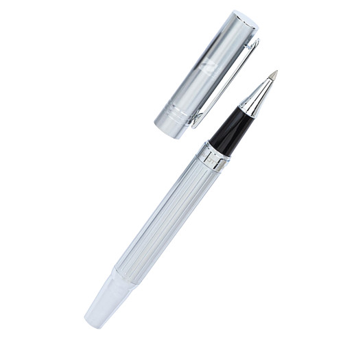 Bettoni Messina Silver Rollerball Pen-Daltile Stacked Logo Engraved