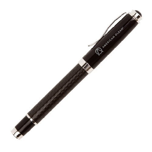 Luna Black Rollerball Pen-American Olean Flat Engraved