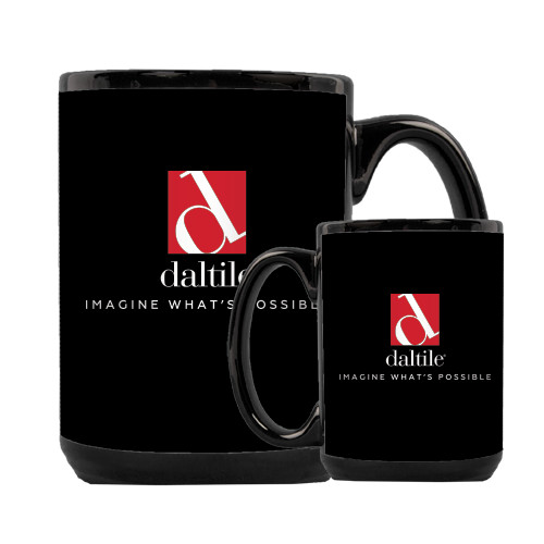 Full Color Black Mug 15oz-Daltile Stacked Logo w/Tagline