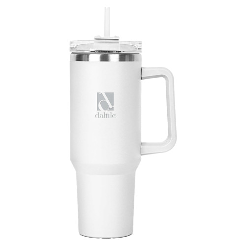 Hippo White Mug & Straw Lid with Twist Closure 40 oz-Daltile Stacked Logo Engraved