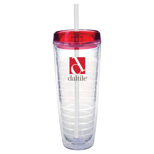 Tritan Double Wall Tumbler w/Red Top 26oz-Daltile Stacked Logo