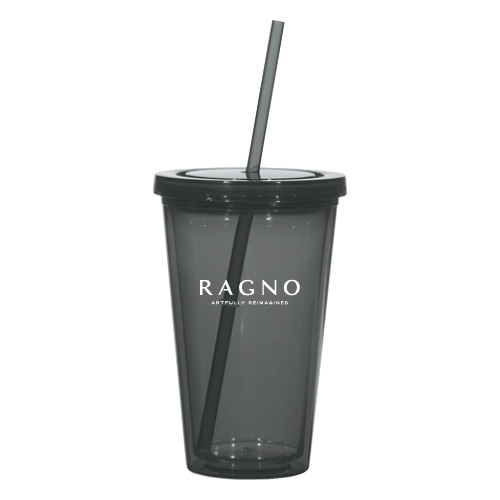 Madison Double Wall Charcoal Tumbler w/Straw 16oz-Ragno w/Tagline