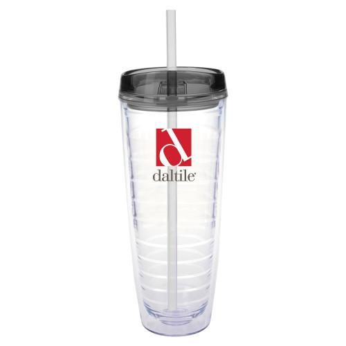Tritan Double Wall Tumbler w/Charcoal Top 26oz-Daltile Stacked Logo