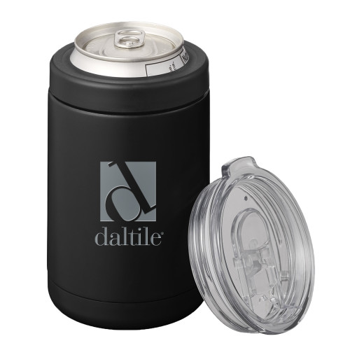 2 in 1 Black Can Cooler Tumbler 12oz-Daltile Stacked Logo Engraved