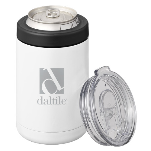 2 in 1 White Can Cooler Tumbler 12oz-Daltile Stacked Logo Engraved