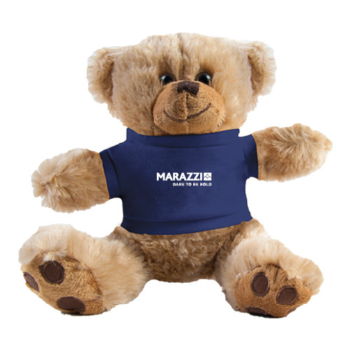 Plush Big Paw 8 1/2 inch Brown Bear w/Navy Shirt-Marazzi Logo w/Tagline