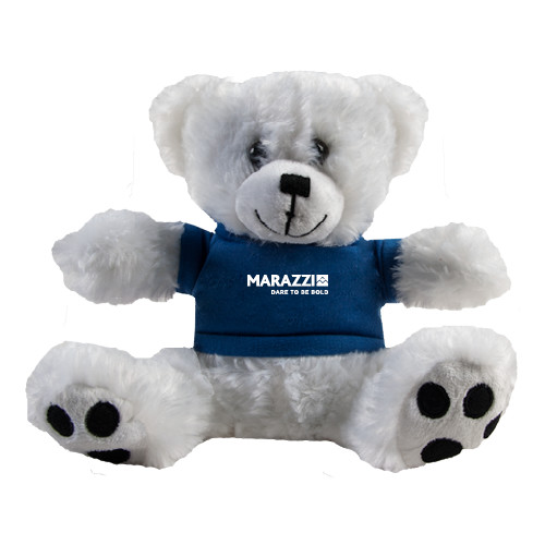 Plush Big Paw 8 1/2 inch White Bear w/Navy Shirt-Marazzi Logo w/Tagline