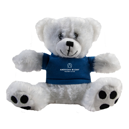 Plush Big Paw 8 1/2 inch White Bear w/Navy Shirt-American Olean w/Tagline