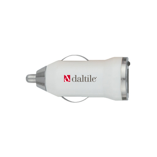 On the Go White Car Charger-Daltile Flat Logo