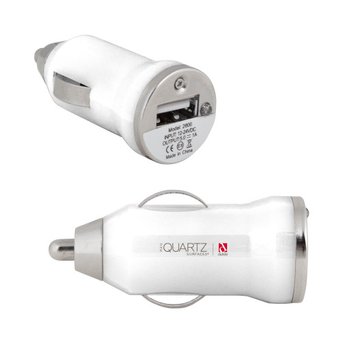 On the Go White Car Charger-ONE Quartz Horizontal