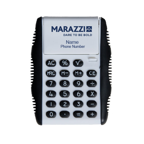 White Flip Cover Calculator-Marazzi Logo w/Tagline